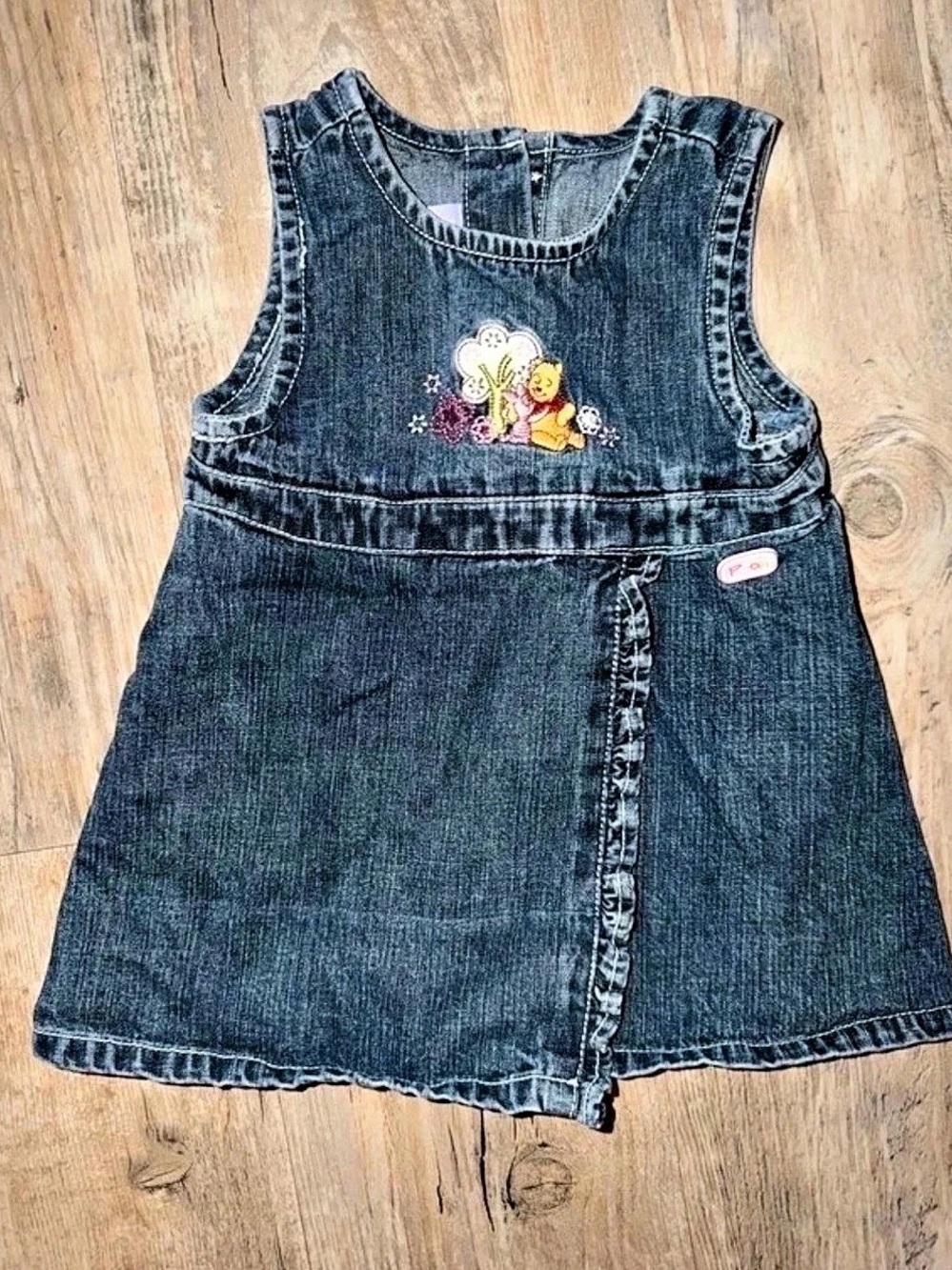 Vintage/Y2K Disney Winnie the Pooh Denim Jumper Dress in Blue